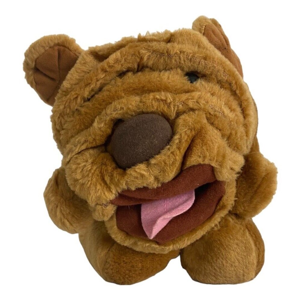 Beverly Hills Teddy Bear Company Barking Dog Puppet Shar Pei Plush Wrinkle Works
